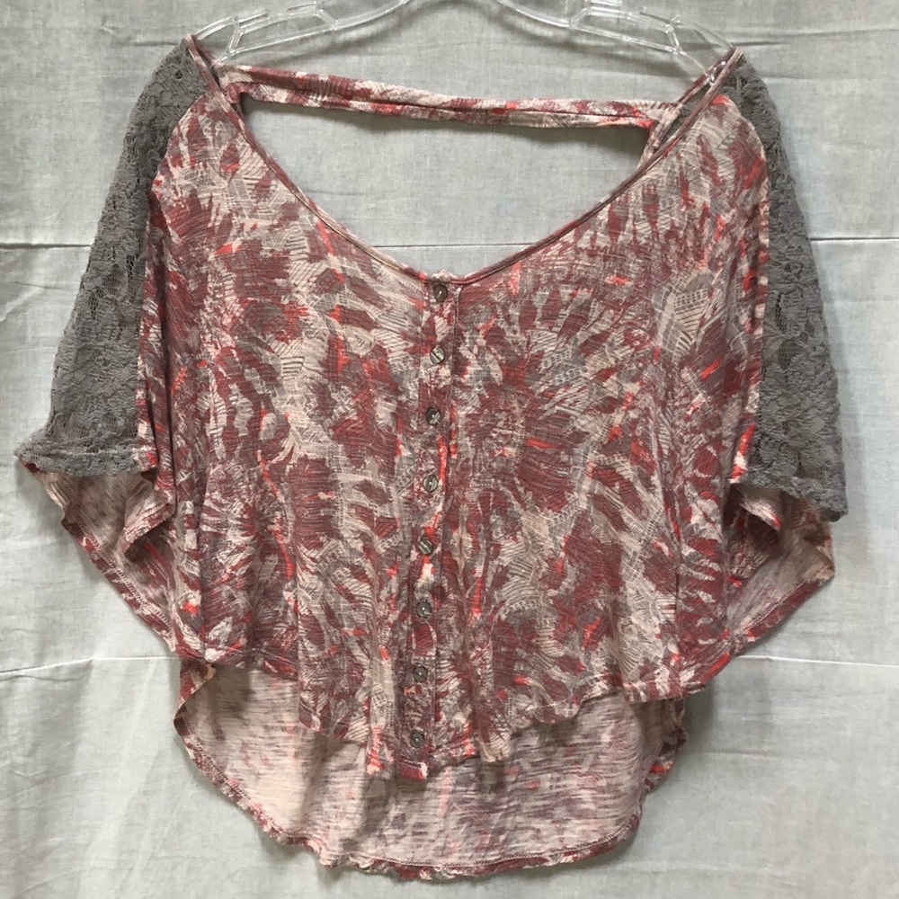 Kirra Semi-Sheer Lace Panel Poncho Top